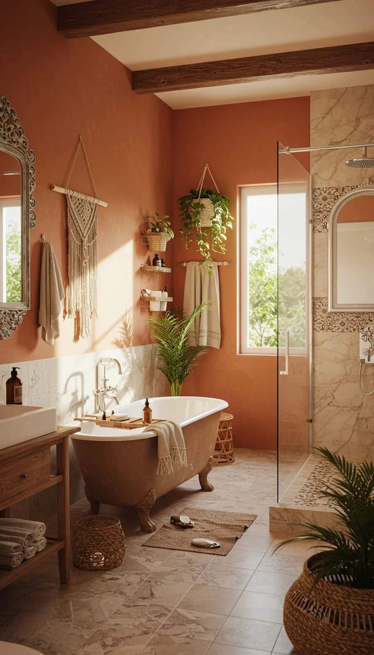 15 Easy Boho Bathroom Ideas to Refresh Your Space 3 1. Add Plant Life for a Fresh Touch
