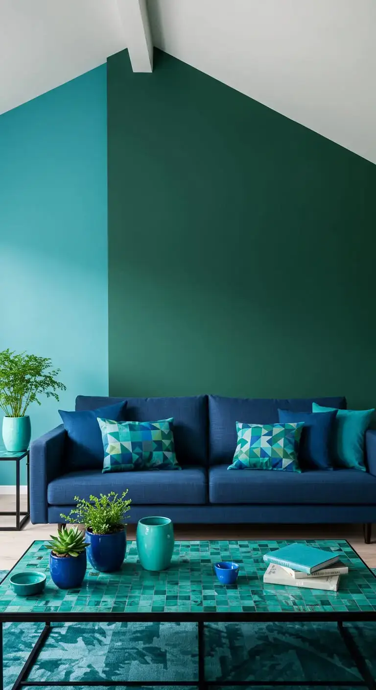 Blue and Green Living Room Ideas: 23 Stylish Looks 4 1. Blue and Green Accent Walls
