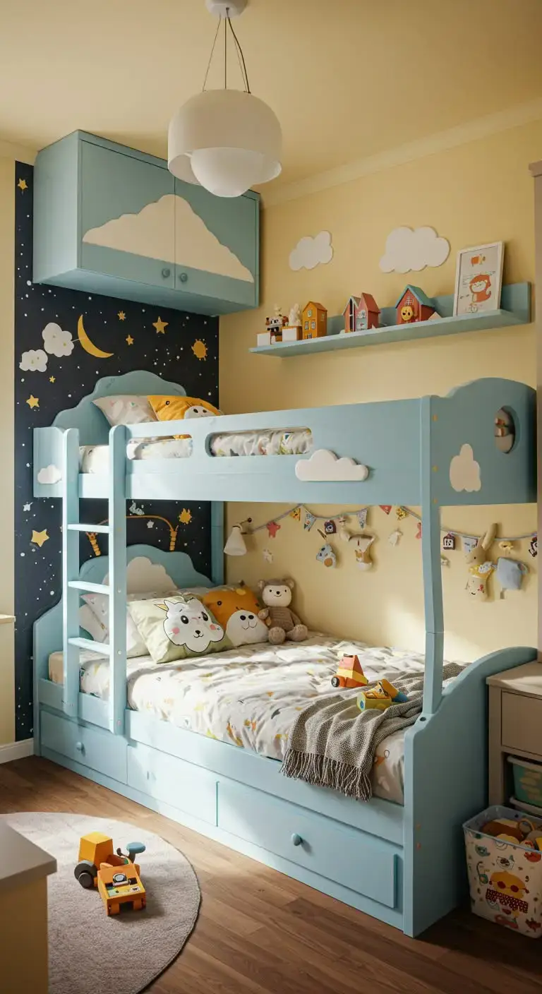 11 Shared Bedroom For Kids Ideas That Shine 4 1. Bunk Beds: Space-Saving Superstars