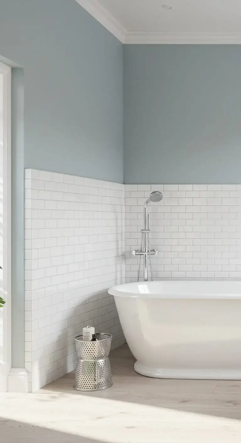 15 Half Wall Bathroom Backsplash Ideas for a Chic Look 4 1. Classic Subway Tile Half Wall