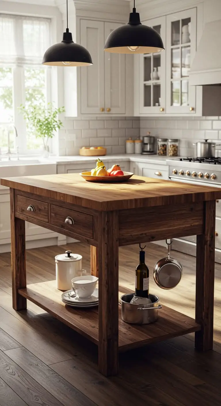 16 Kitchen Island Ideas to Transform Your Kitchen 3 1. Classic Wooden Kitchen Island