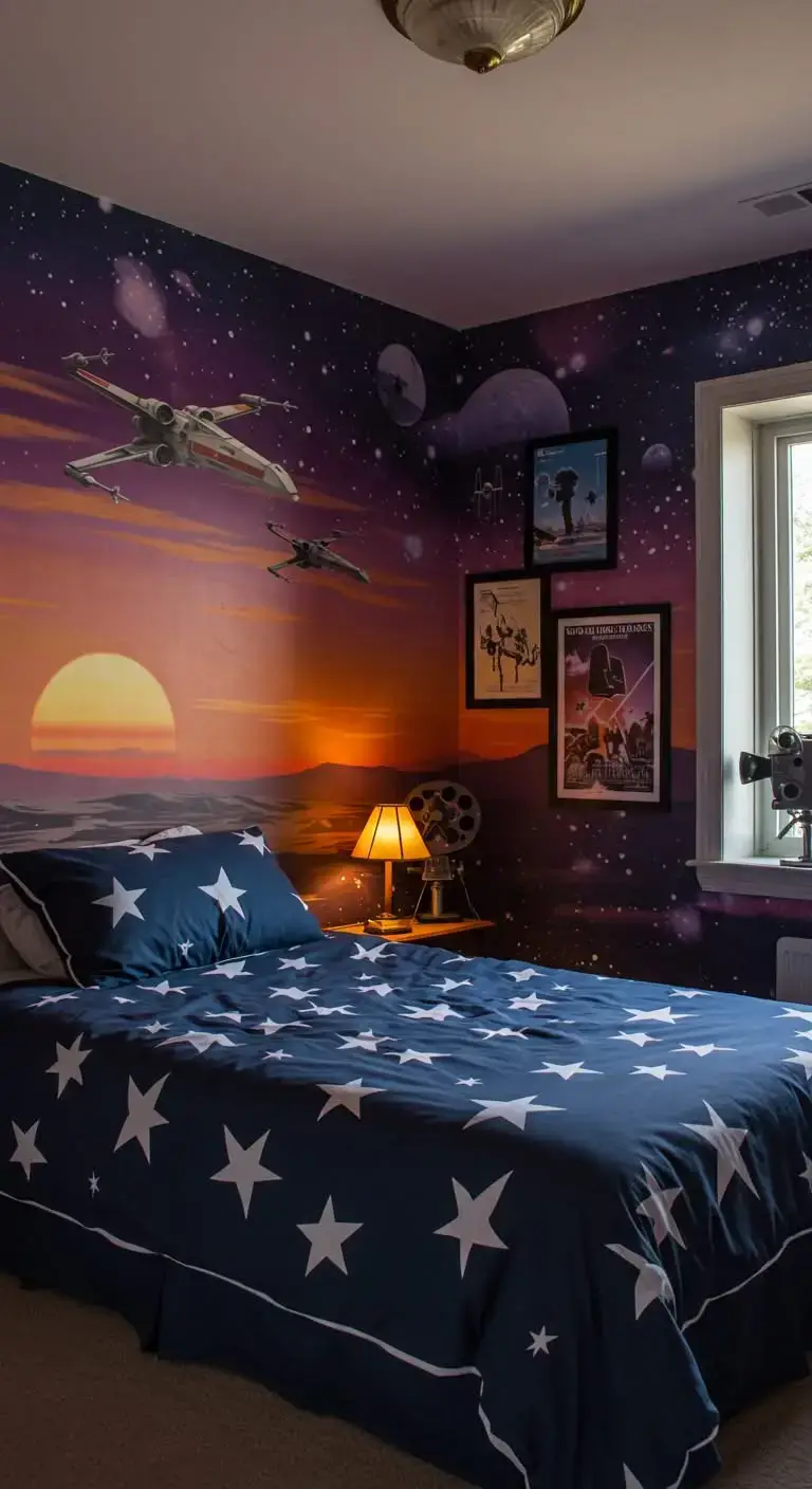 25 Creative Star Wars Bedroom Decor Ideas 3 1. Galactic Wall Murals