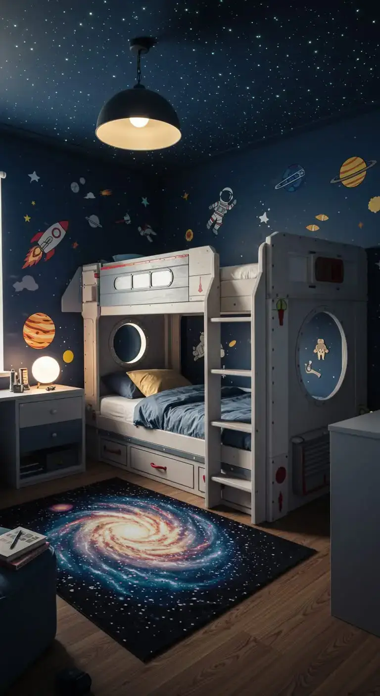 25 Space Themed Bedroom Ideas For Boy Toddlers You’ll Love 3 1. Glow-in-the-Dark Star Ceiling