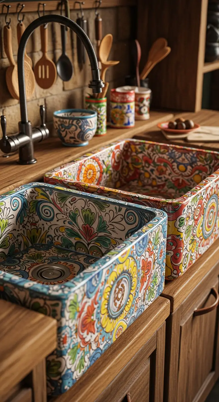 16 Bohemian Kitchen Sink Inspirations to Try 3 1. Hand-Painted Ceramic Sinks