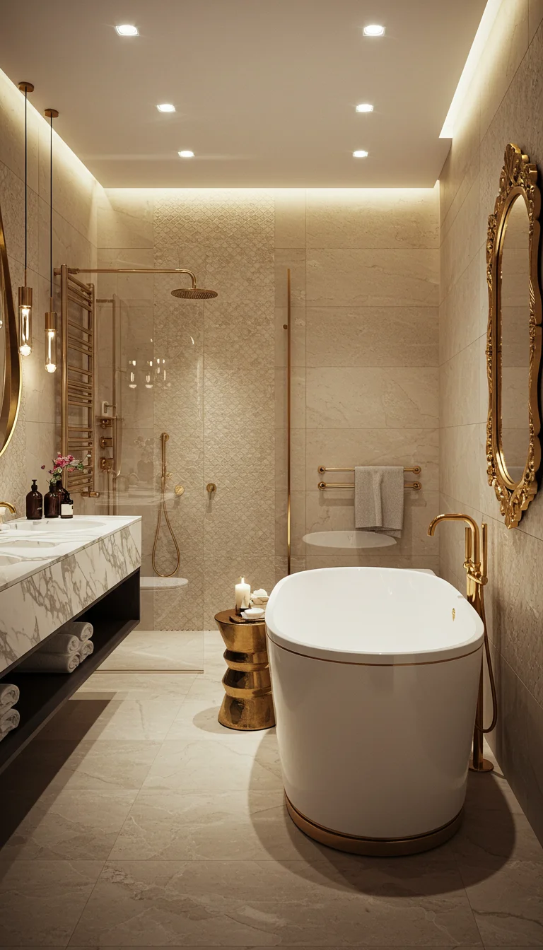 15 Simple + Chic Bathroom Design Interior Ideas 3 1. Luxurious Spa-Inspired Bathroom