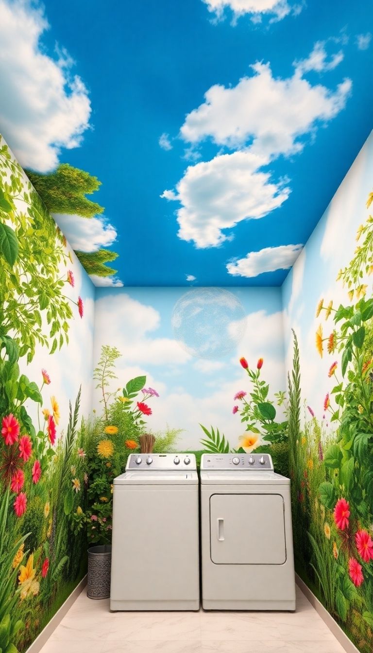 25 Laundry Room Mural Ideas for a Fun & Creative Look 3 Nature-Inspired Murals