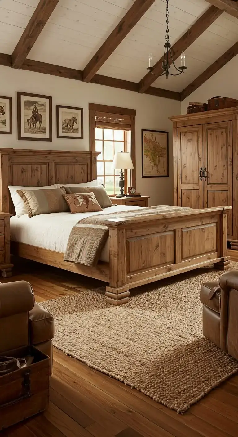 25 Stylish Western Ranch Bedroom Ideas for Any Home 3 1. Rustic Wooden Furniture