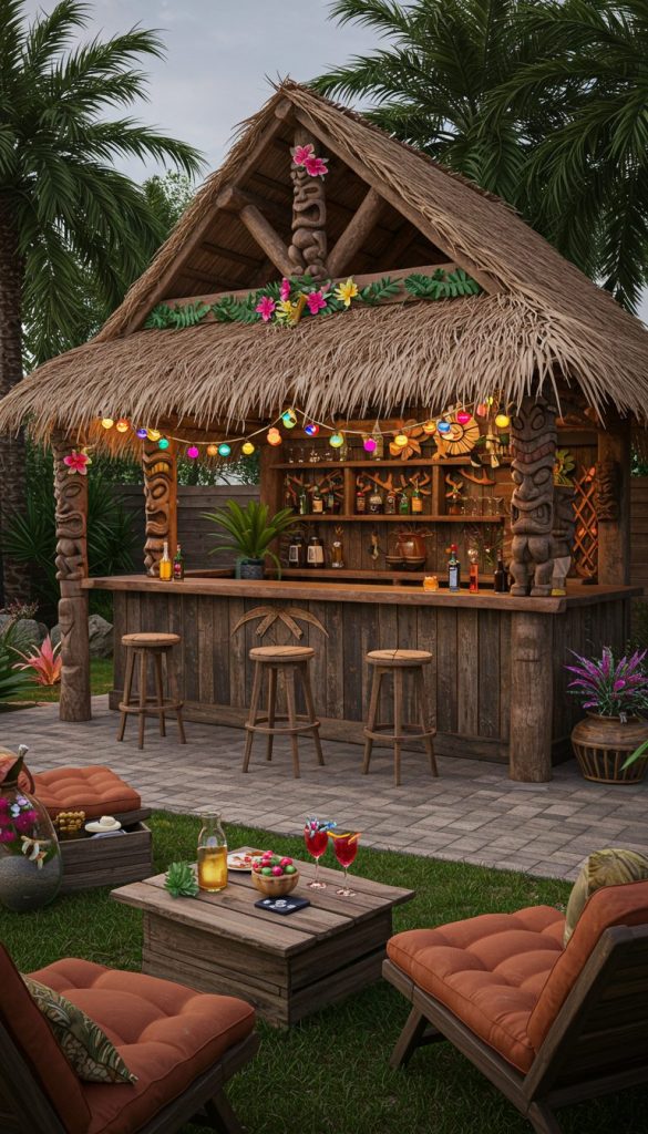 Tiki-Style Outdoor Bar