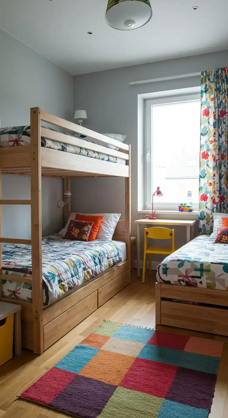 19 Small Shared Bedroom Ideas That Feel Calm and Organized 3 1. Use Bunk Beds to Save Floor Space