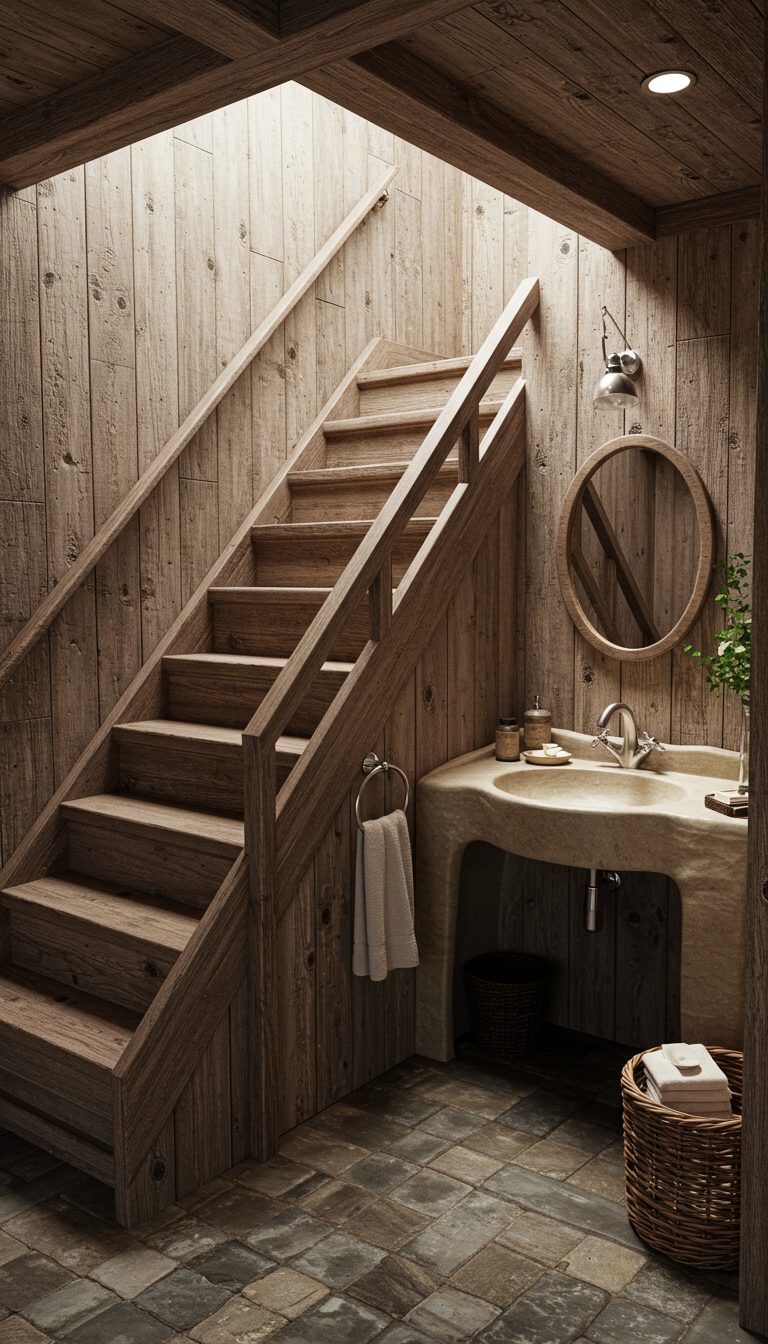 21 Small Bathroom Under Stairs Ideas That Maximize Space 3 Utilize a Corner Sink