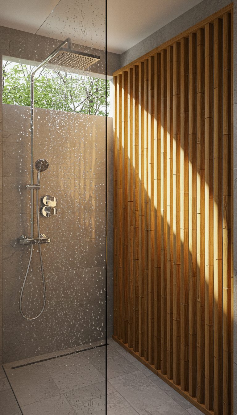 11 No Door Shower Ideas for a Modern Bathroom Look 12 Bamboo or Wooden Screens