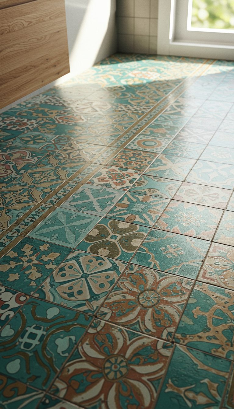 15 Bathroom Floor Ideas That Wow on Any Budget 12 Bold and Colorful Patterned Tiles