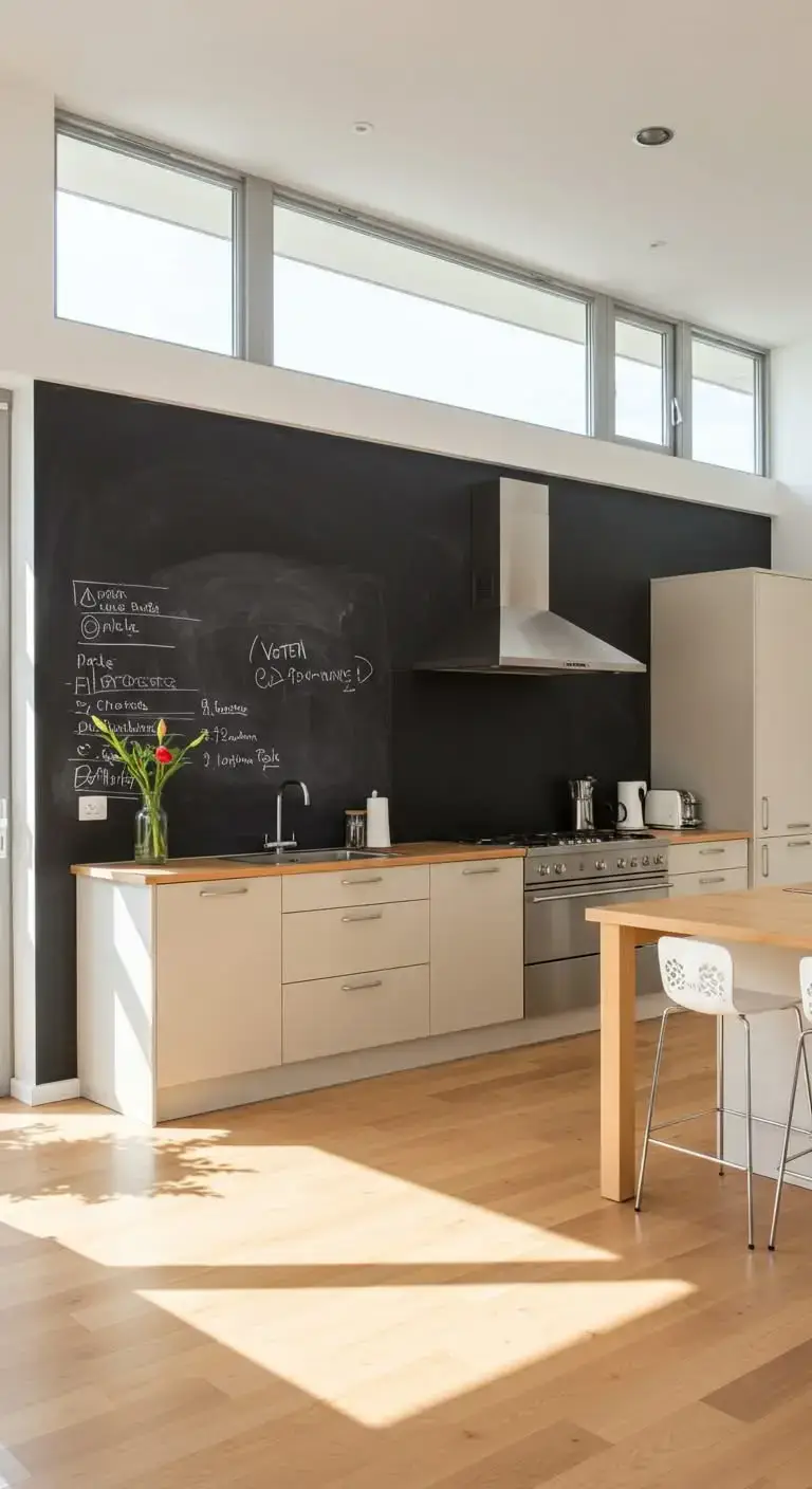 15 Modern Kitchen Accent Wall Ideas for a Sleek Look 13 10. Chalkboard Wall
