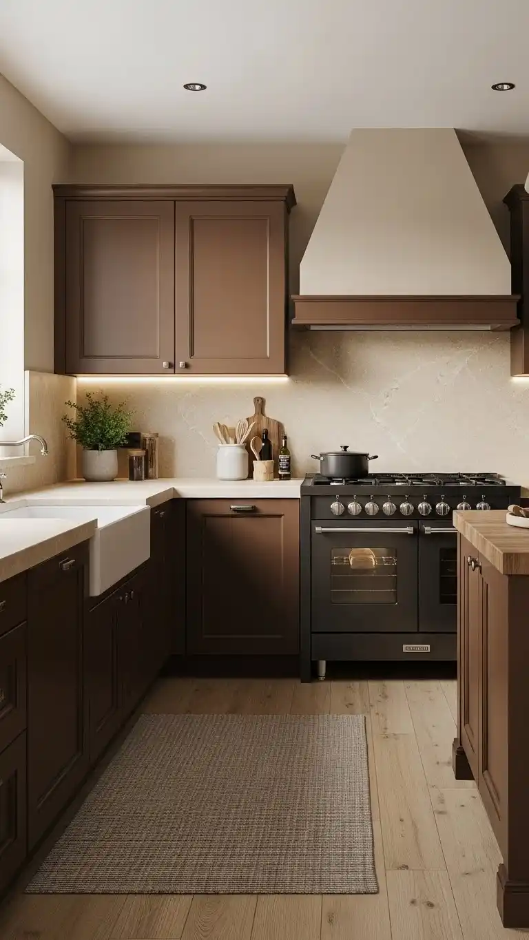 21 Creative Kitchen Color Schemes for Every Style 12 10. Earthy Brown and Beige