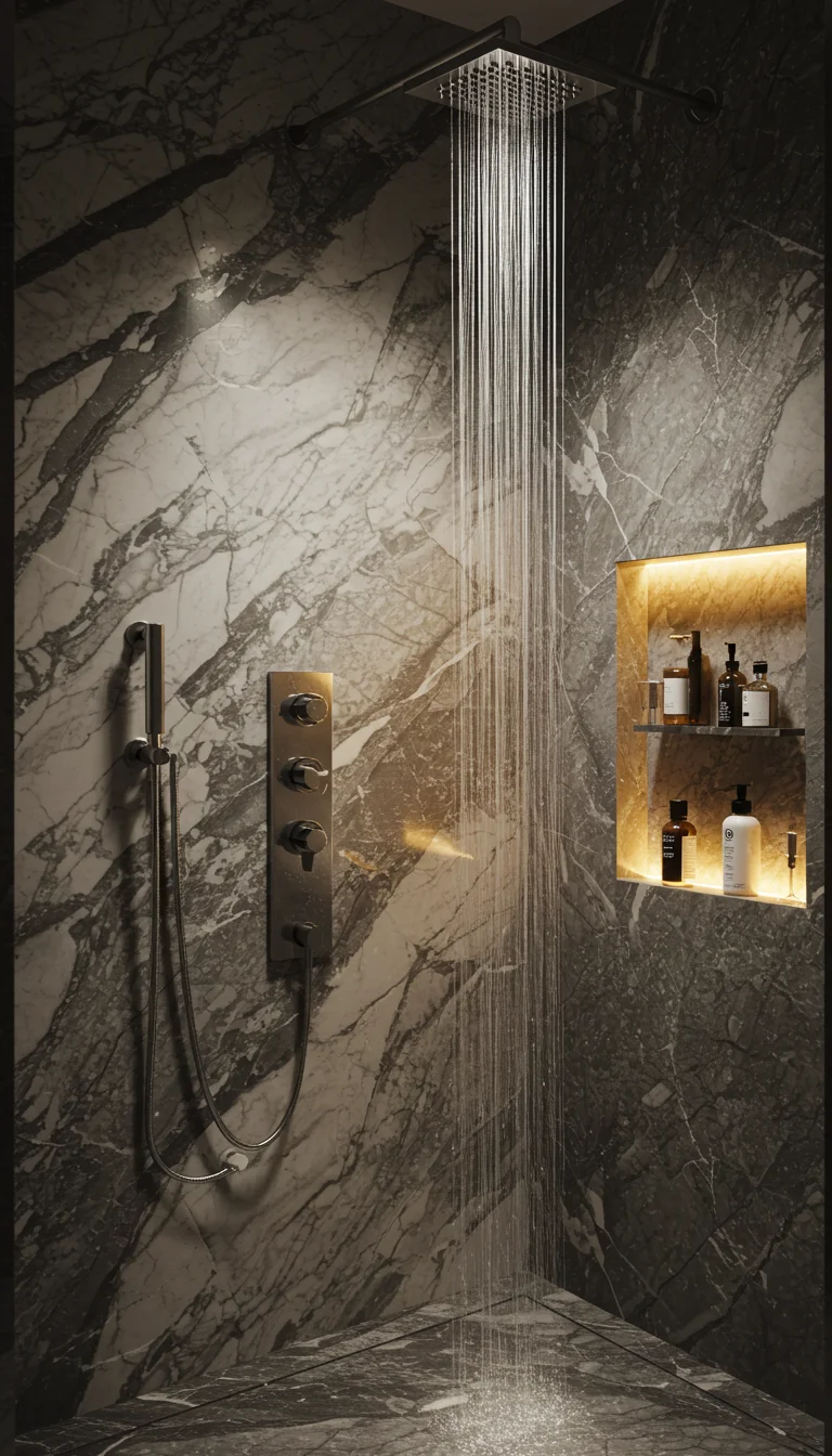 14 Bathroom Shower Ideas That Are Stylish & Practical 12 10. Marble Showers for Elegance