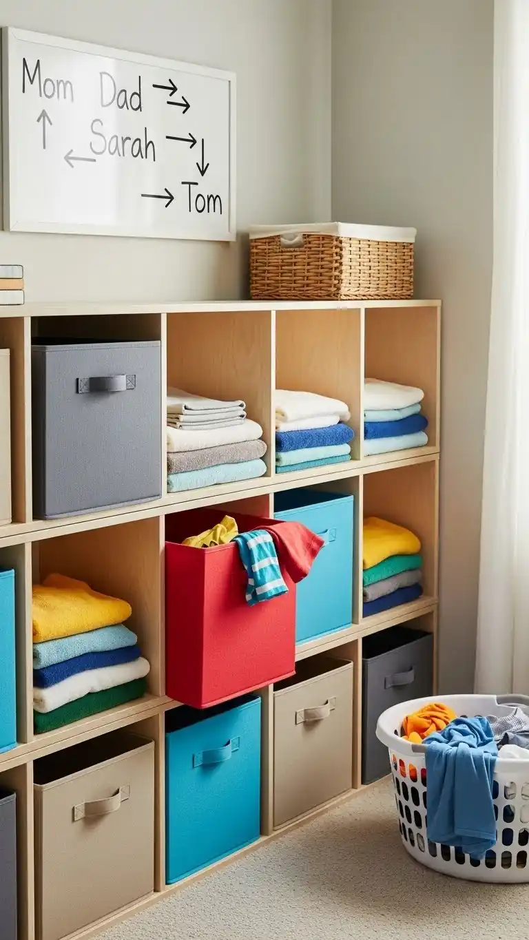 12 Modern Laundry Room Shelves for a Sleek Look 12 10.Ā Open Cubbies for Quick Access