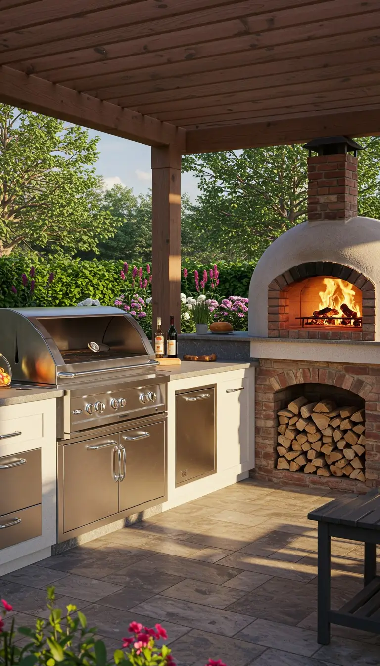 13 Modern Outdoor Kitchen Ideas for Every Backyard 12 10. Outdoor Kitchen with a Pizza Oven
