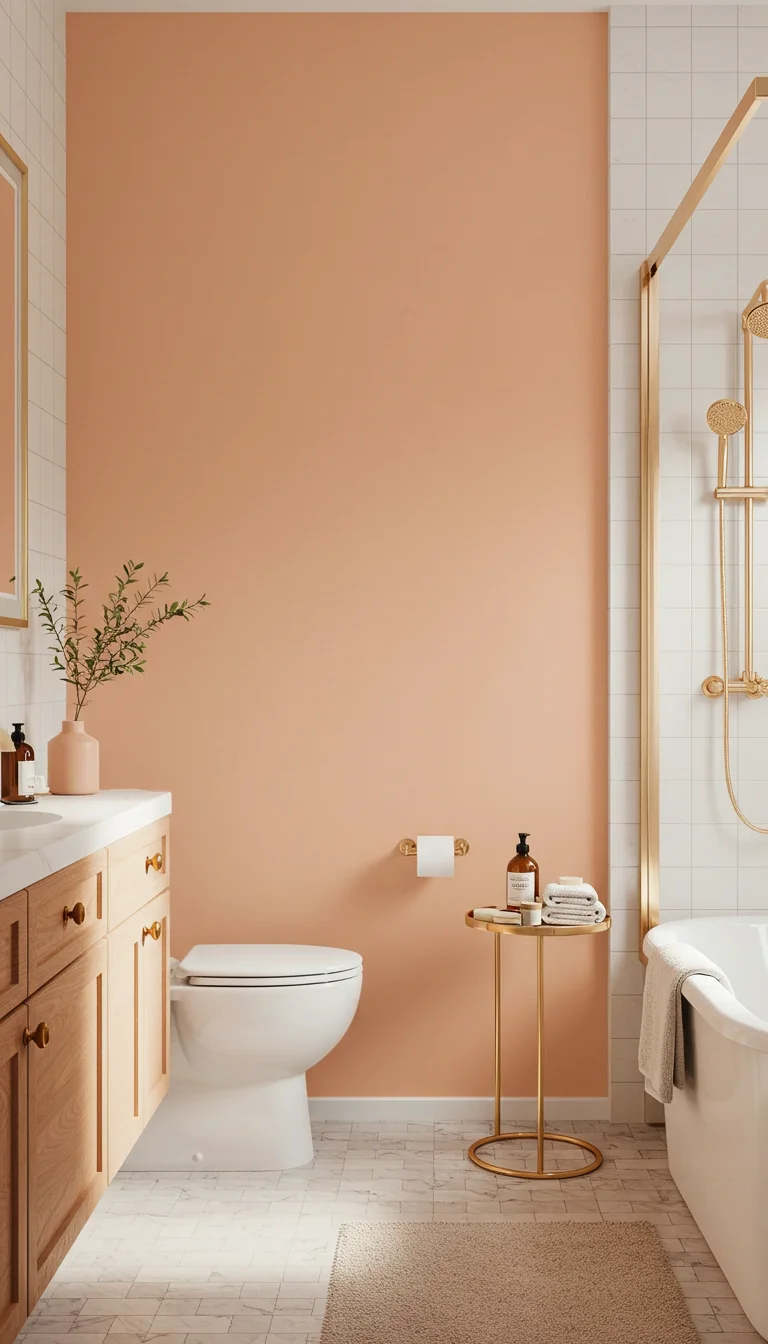 23 Top Bathroom Paint Colors to Refresh Any Space 12 10. Soft Peach for a Warm, Inviting Atmosphere
