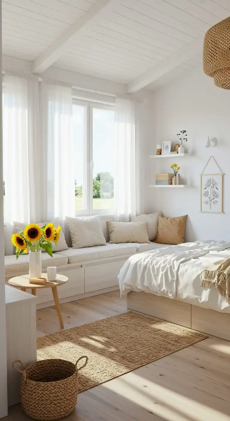 23 Fresh Summer Bedroom Ideas for a Light, Airy Feel 12 10. Space-Saving Sitting Areas
