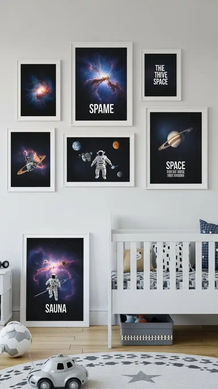 12 Space Themed Girl Bedroom Designs She’ll Adore 12 10. Space-Themed Wall Art