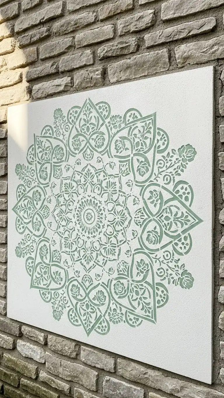 15 Stunning Backyard Garden Wall Painting Ideas 12 10. Stenciled Designs for a Delicate Touch