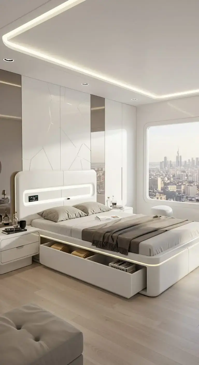 23 Bedroom Ideas for Small Spaces You’ll Love 12 10. Try a Futuristic Design