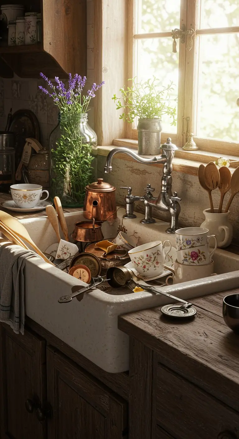 16 Bohemian Kitchen Sink Inspirations to Try 12 10. Vintage or Antique Finds