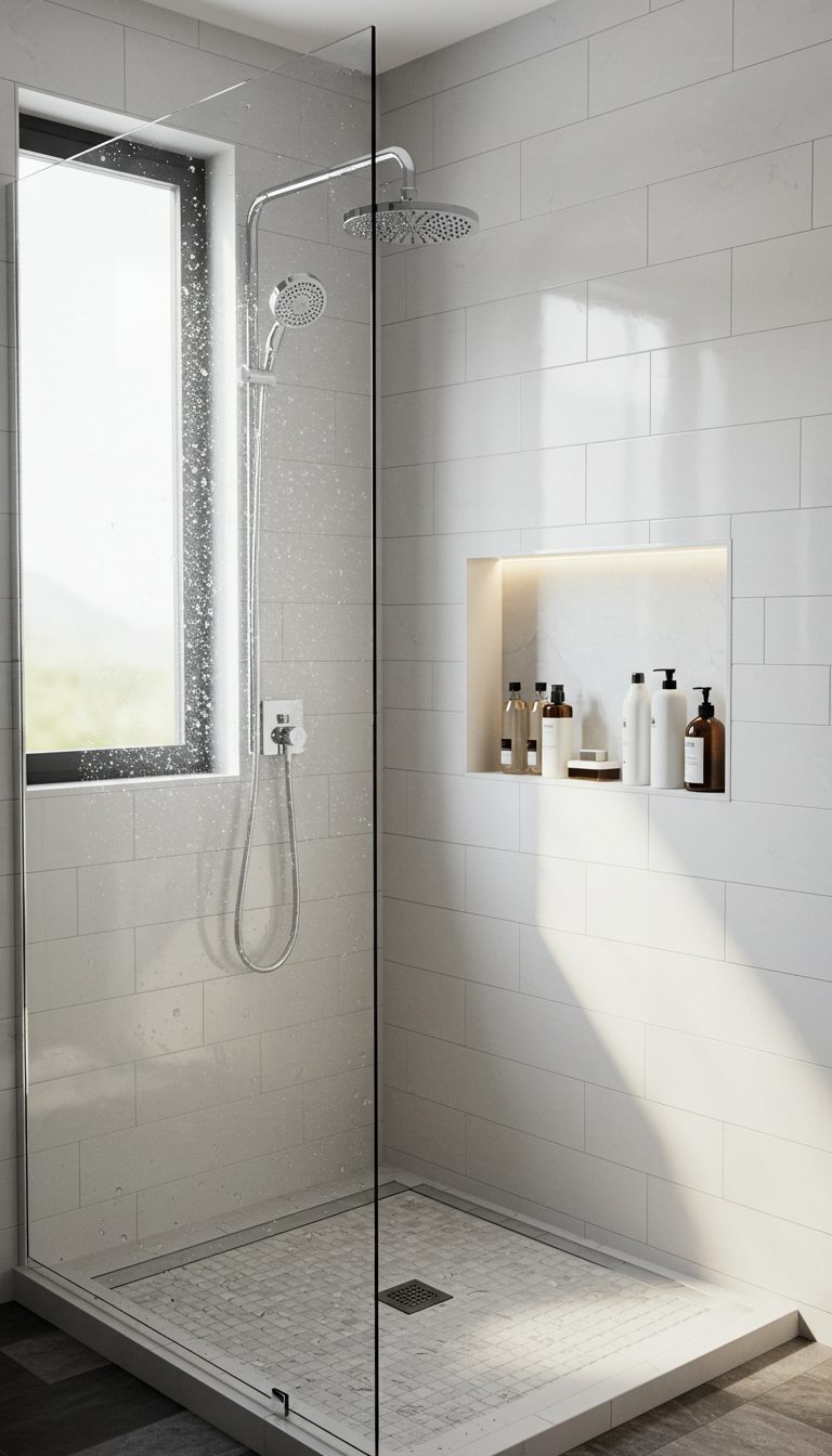 23 Walk In Shower Ideas That Feel Open & Luxurious 12 Walk-in Shower with a Built-in Niche