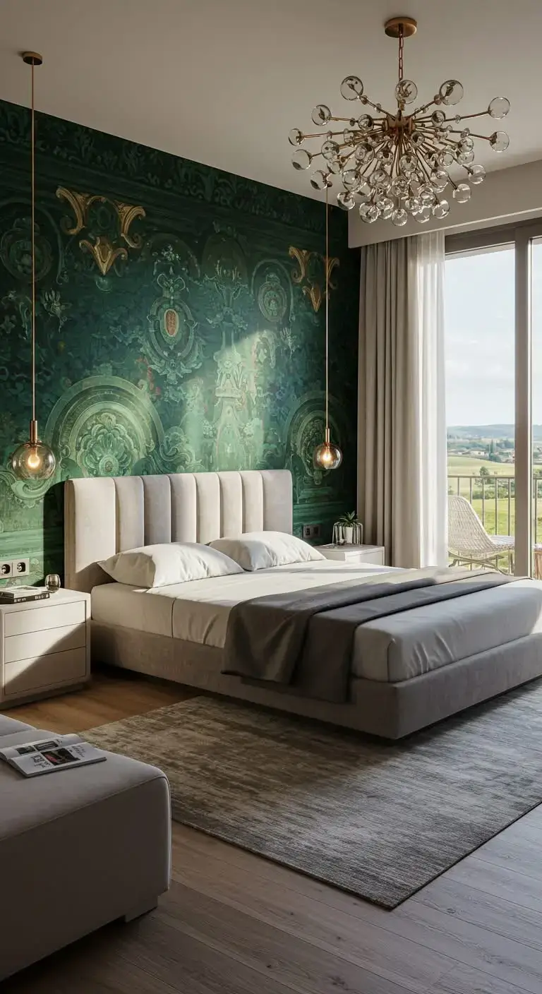 19 Modern Italian Bedrooms for a Stylish and Elegant Home 12 10. Wallpaper Accents for a Unique Look