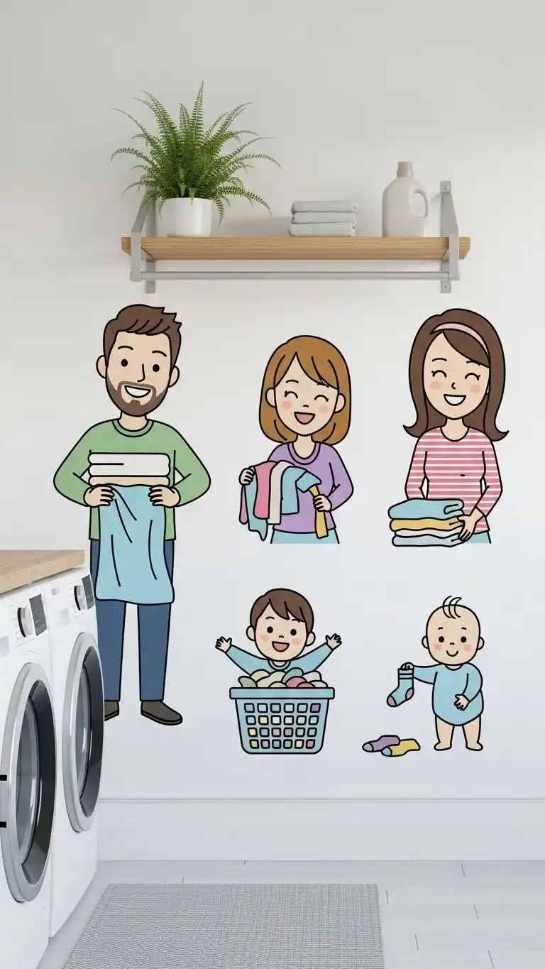 25 Laundry Room Mural Ideas for a Fun & Creative Look 13 11. Custom Family Portraits