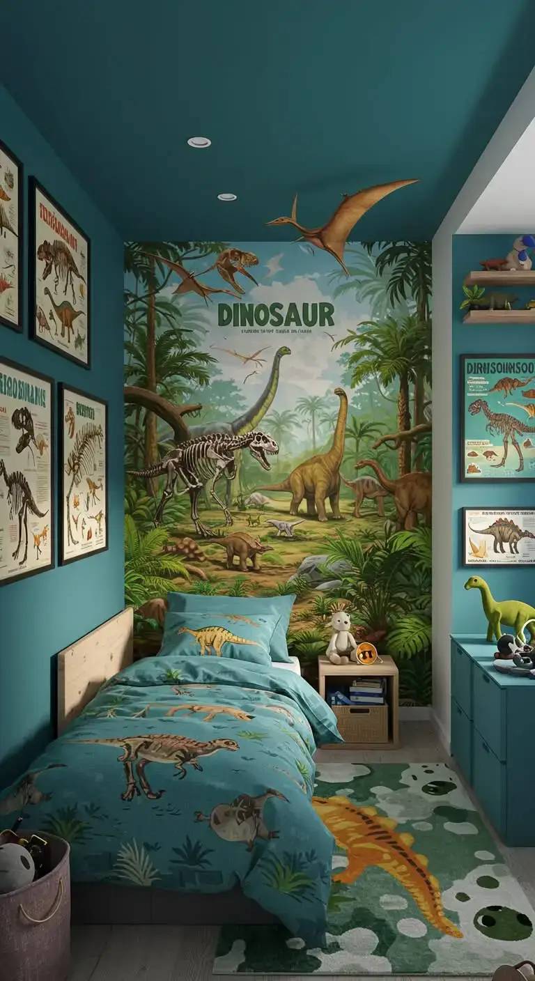 21 Dinosaur Bedroom Ideas For Boy Toddlers You’ll Love 13 11. Dinosaur Art and Posters