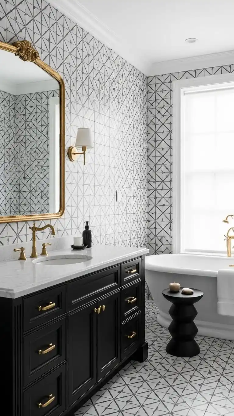 12 Inspiring Bathroom Ideas for Any Home 13 11. Elegant Black and White Theme