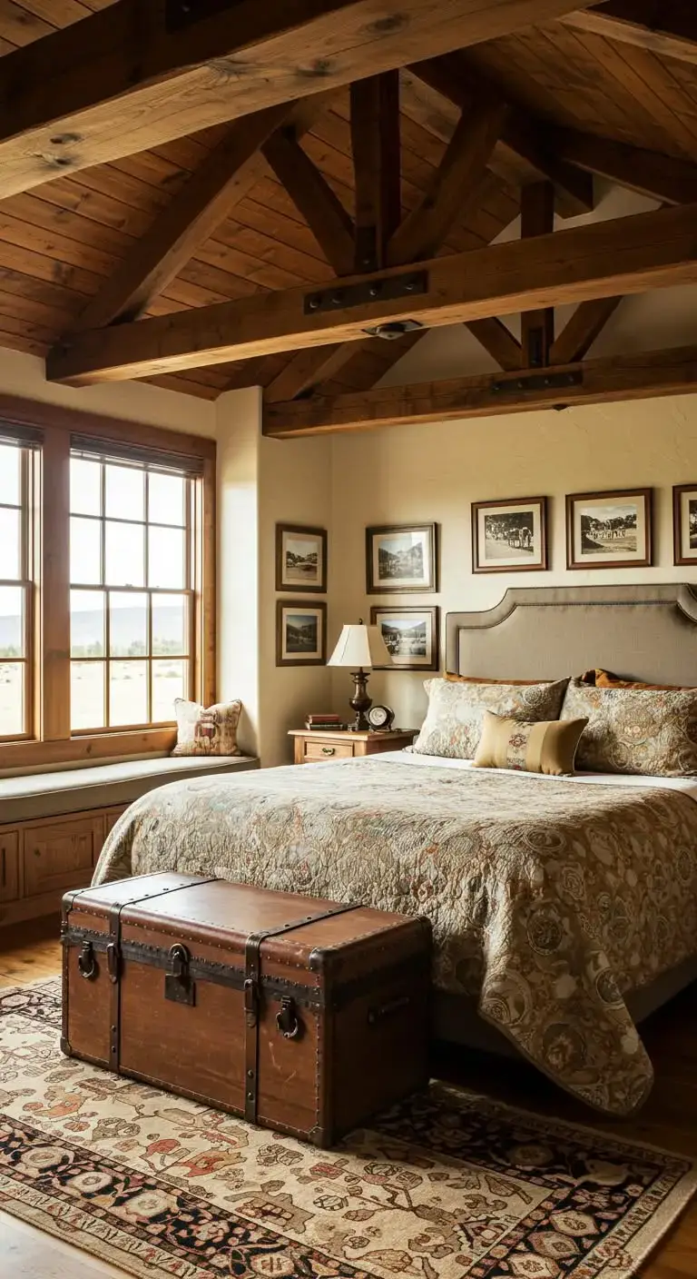 25 Stylish Western Ranch Bedroom Ideas for Any Home 13 11. Exposed Wooden Beams
