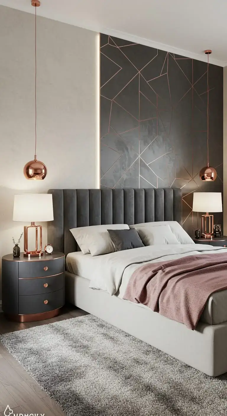 23 Bedroom Accent Ideas for a Chic Look 13 11. Incorporating Metallic Accents for Glamour