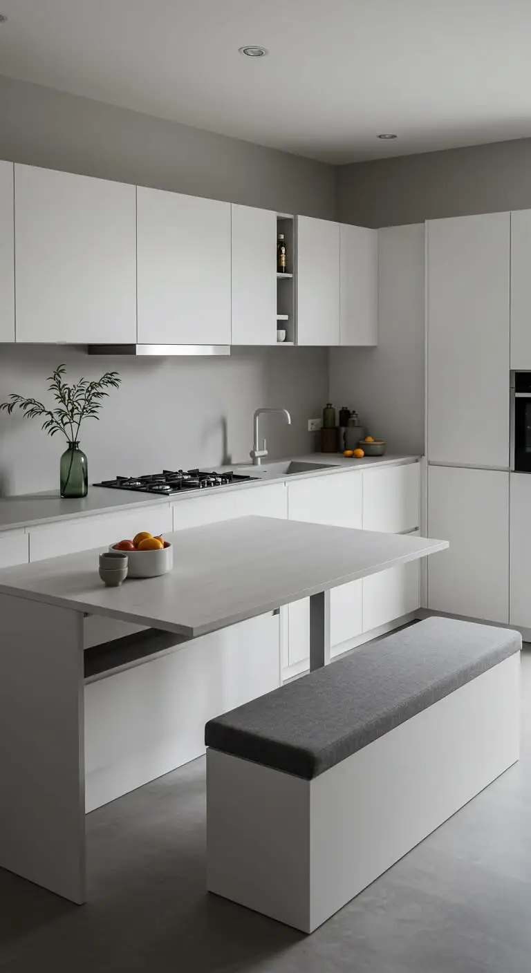 15 Minimalist Kitchen Ideas for a Clean & Modern Look 14 11. Integrate Multi-Functional Furniture