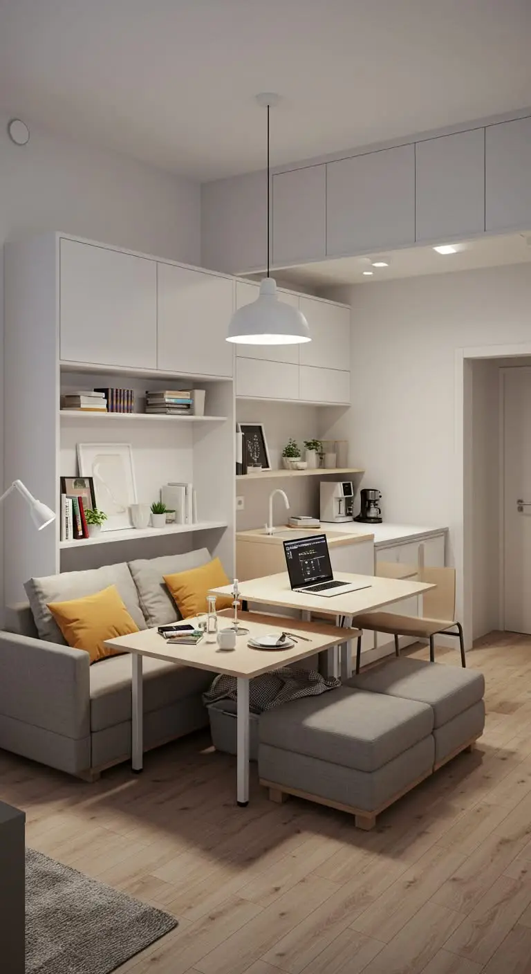 21 Small Kitchen Layout Ideas for Better Flow 13 11. Multi-Functional Furniture Layout