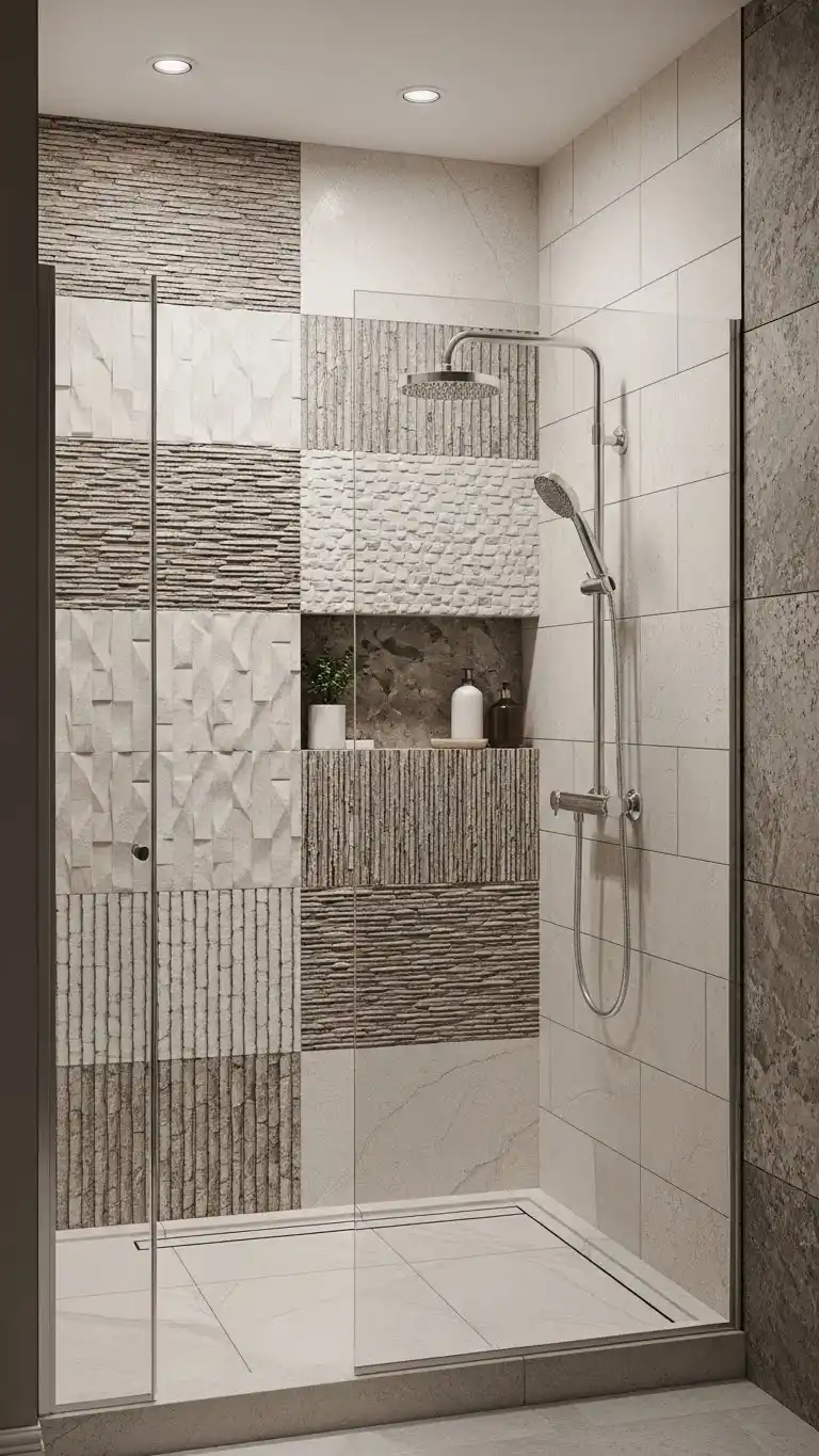 14 Bathroom Shower Ideas That Are Stylish & Practical 13 11. Textured Walls for Added Depth