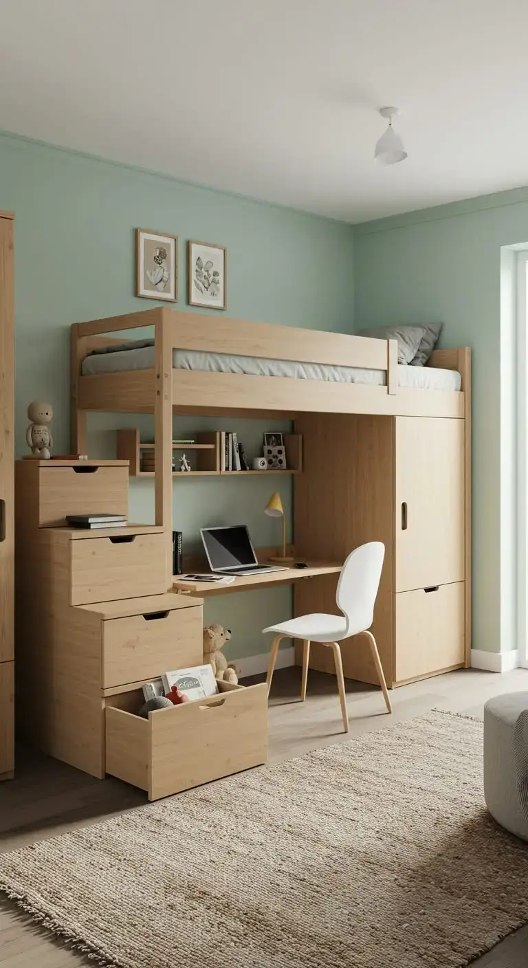 17 Small Bedroom Storage Ideas That Are Simple and Stylish 13 11. Try a Loft Bed
