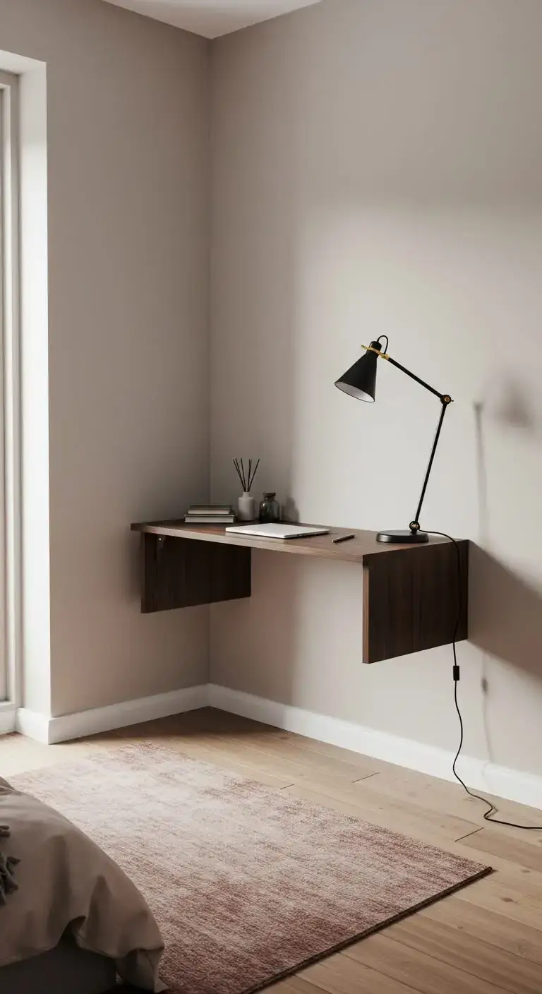 Empty Bedroom Corner Ideas: 19 Ways to Fill the Space 13 11. Wall-Mounted Desk for a Space-Saving Office