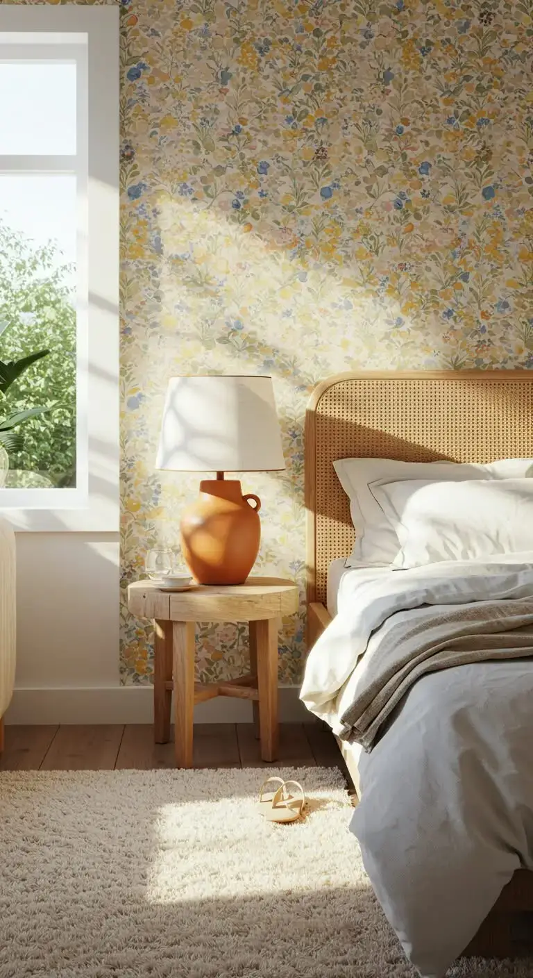 23 Fresh Summer Bedroom Ideas for a Light, Airy Feel 13 11. Wallpaper for a Seasonal Refresh