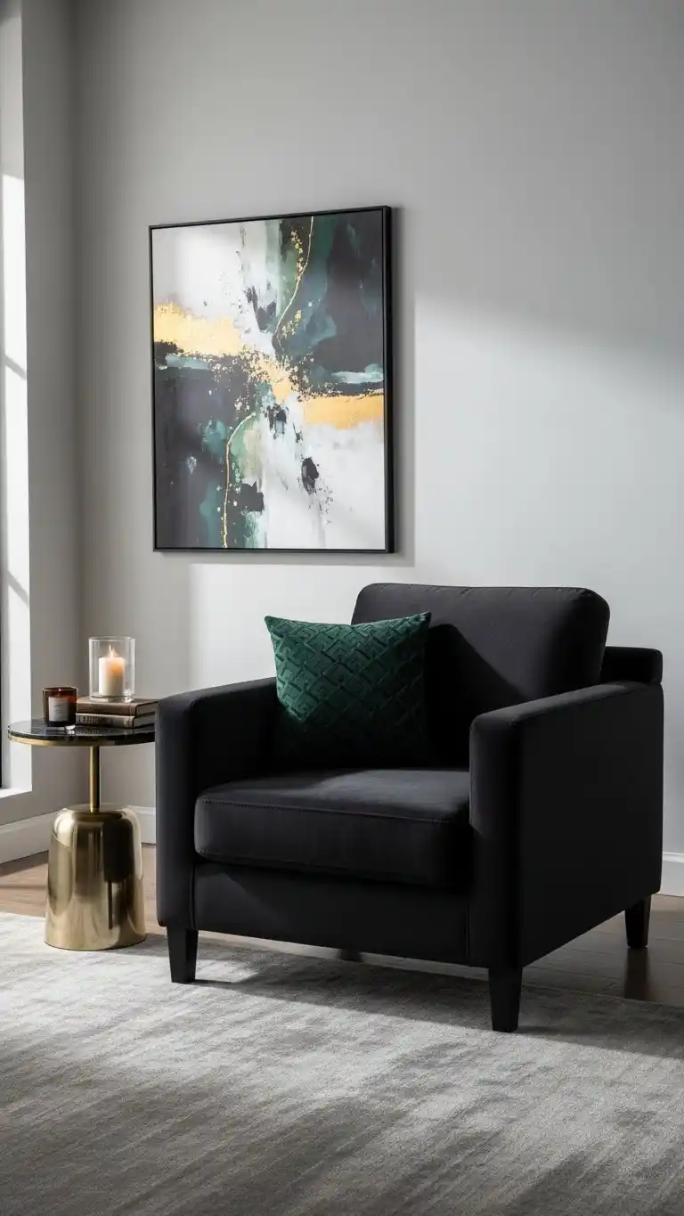 Black Living Room Ideas to Transform Your Space 15 12. Black Velvet Furniture