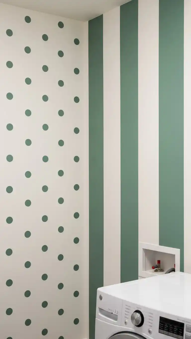 25 Laundry Room Mural Ideas for a Fun & Creative Look 14 12. Classic Stripes or Polka Dots