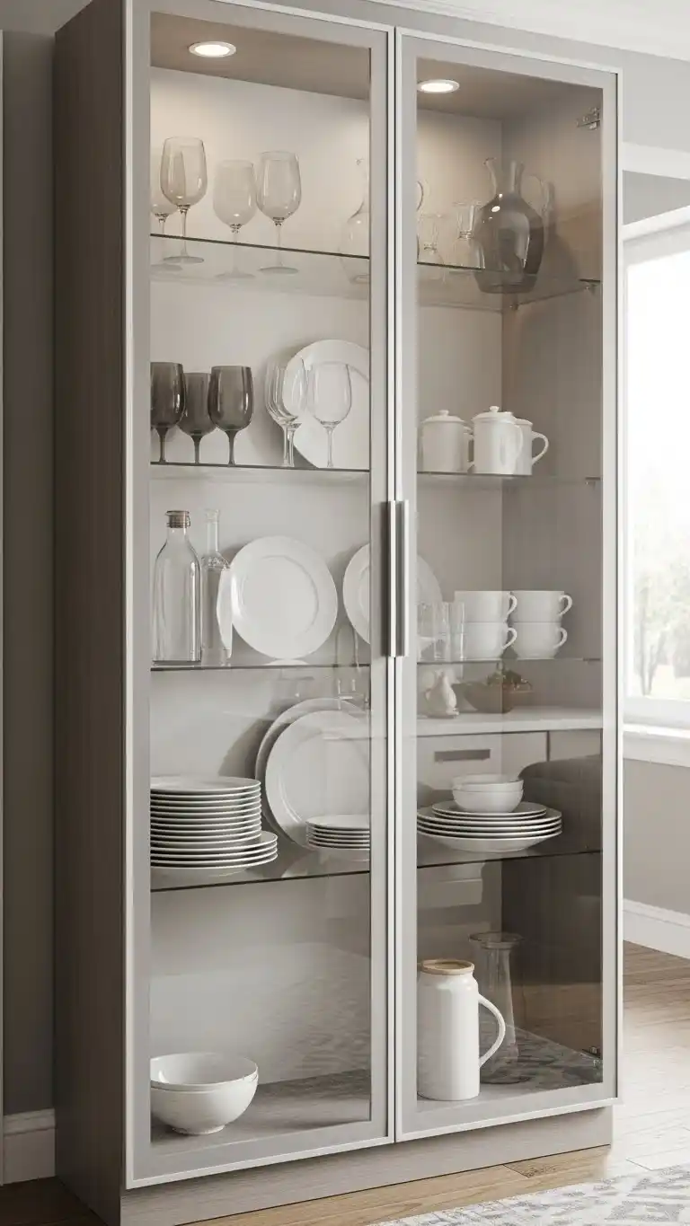 13 Fancy Kitchen Design Ideas That Wow Your Guests 14 12. Glass Cabinet Doors for a Light, Airy Feel