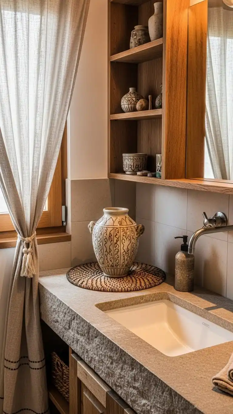 16 Bohemian Kitchen Sink Inspirations to Try 14 12. Layered Textures for Depth