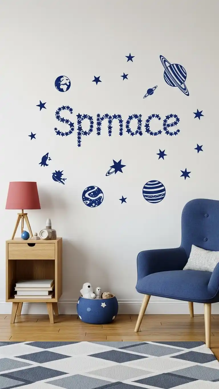 12 Space Themed Girl Bedroom Designs She’ll Adore 14 12. Personalized Space Wall Decals