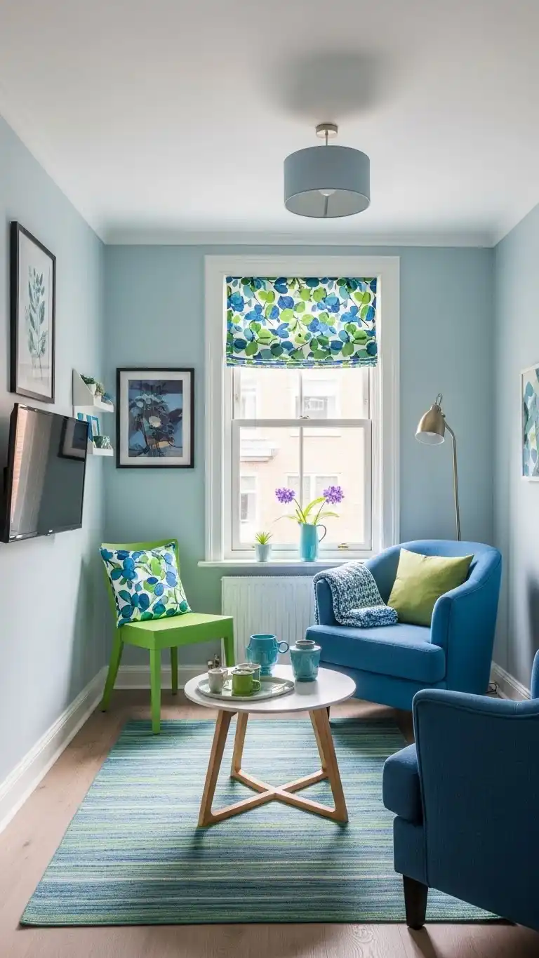 Blue and Green Living Room Ideas: 23 Stylish Looks 15 12. Small Living Room with Blue and Green Accents