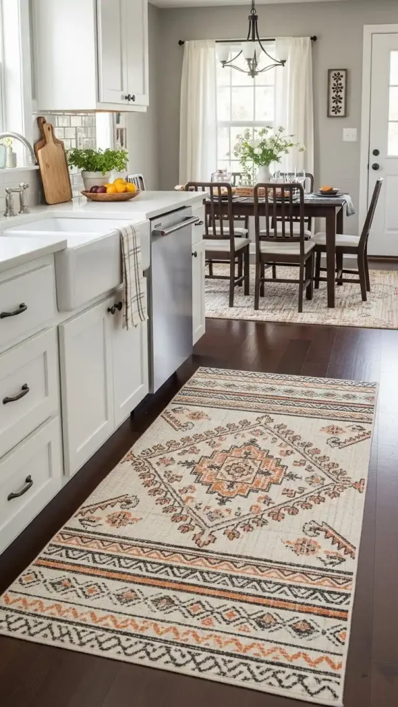 17 Boho Kitchen Ideas for a Warm, Relaxed Look 14 12. Soft, Cozy Rugs