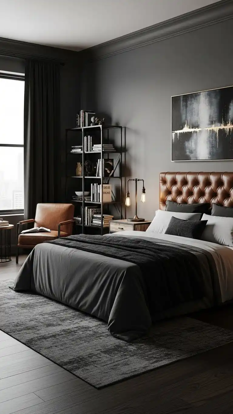 21 Simple Bedroom Decor Ideas on a Budget 14 12. Stylish Men’s Bedroom