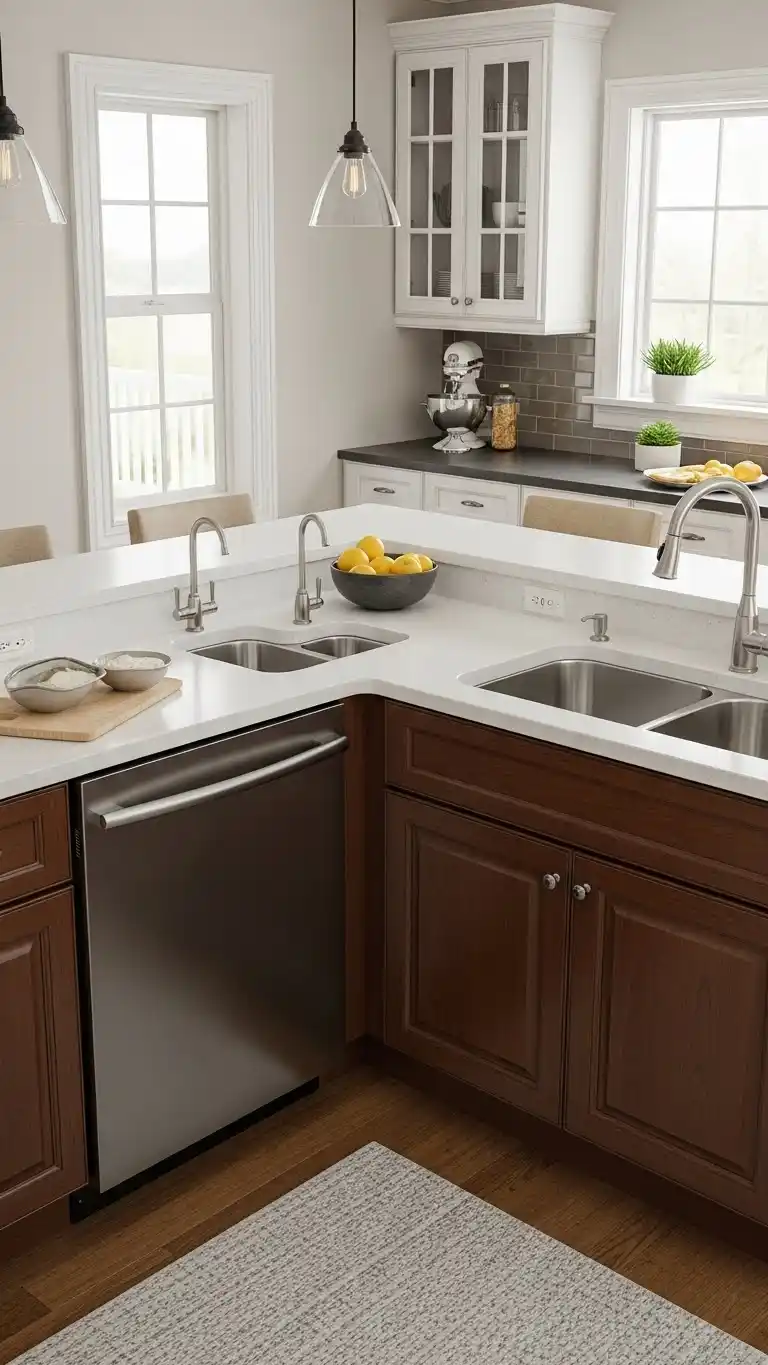 15 Smart U Shape Kitchen Island Ideas You’ll Love 14 12. U-Shape Island with a Prep Sink