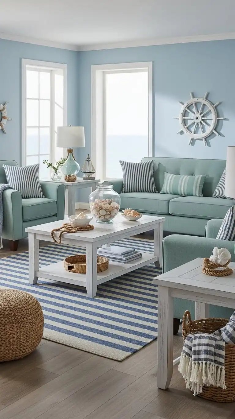 Blue and Green Living Room Ideas: 23 Stylish Looks 16 13. Coastal-Inspired Blue and Green Living Room